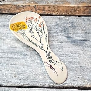 Anthropologie Spoon Rest Ceramic Wild Flowers